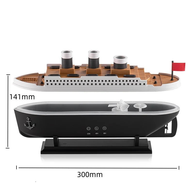 Luxury Ocean Liner Aroma Humidifier – Cruise Ship Diffuser, Ultrasonic Mist & LED Home Decor