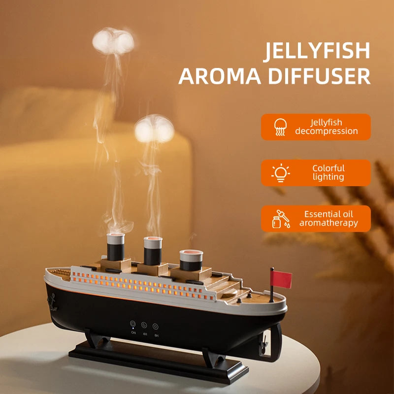 Luxury Ocean Liner Aroma Humidifier – Cruise Ship Diffuser, Ultrasonic Mist & LED Home Decor